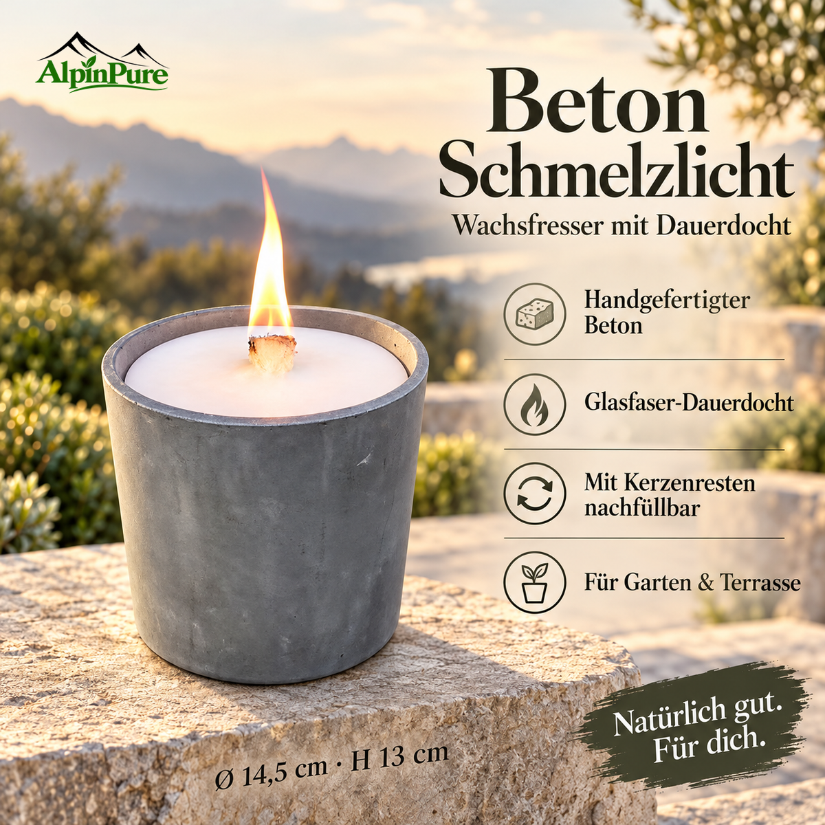 AlpinPur "Beton" – Schmelzlicht - Wachsfresser - Kerzenfresser