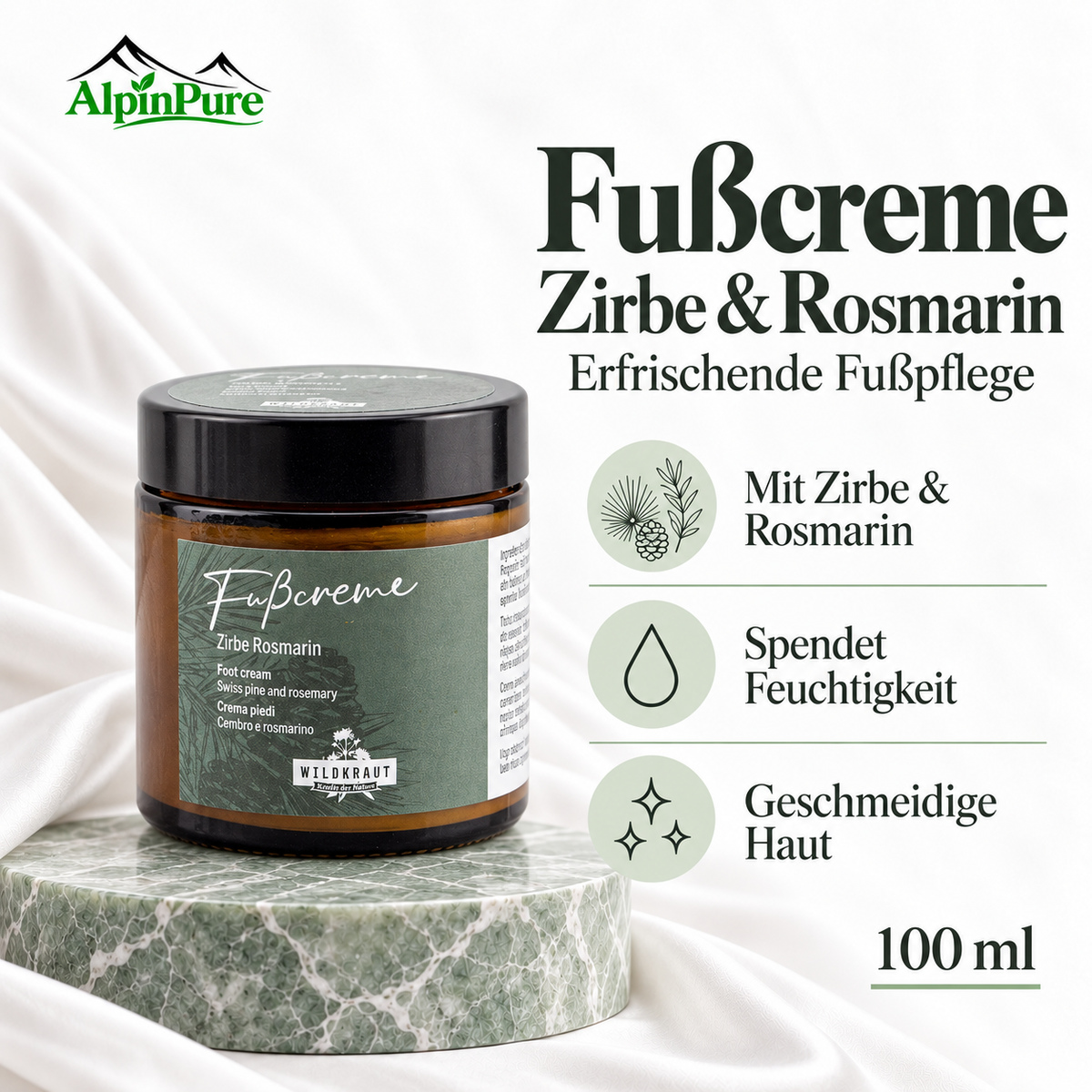 AlpinPure – Fusscreme Zirbe & Rosmarin