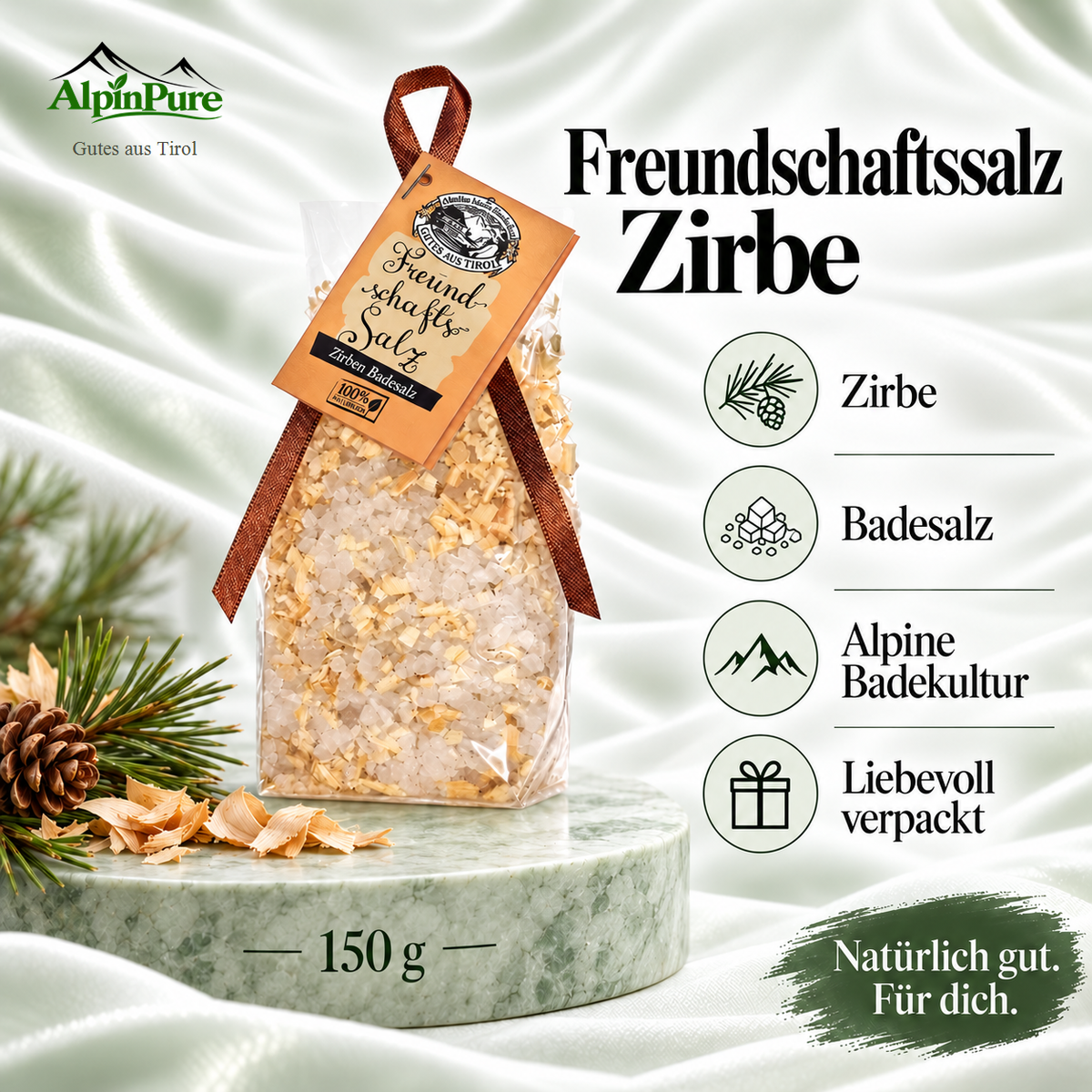 Alpine Tiroler Freundschaftssalz - Zirben Badesalz