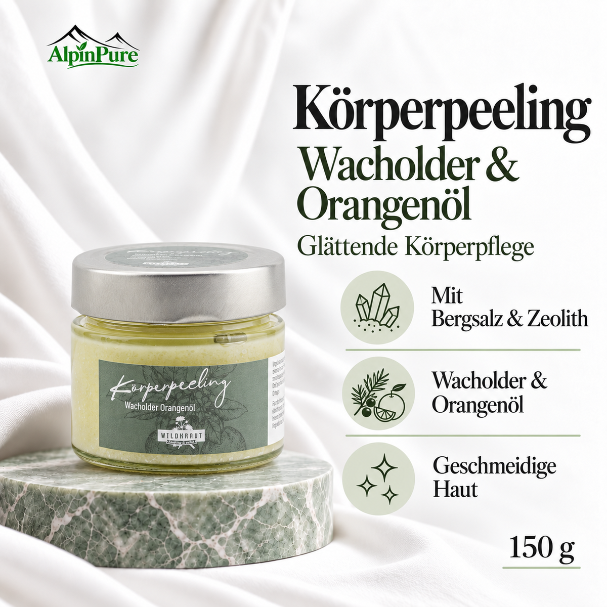 AlpinPure – Körperpeeling Wacholder & Orangenöl