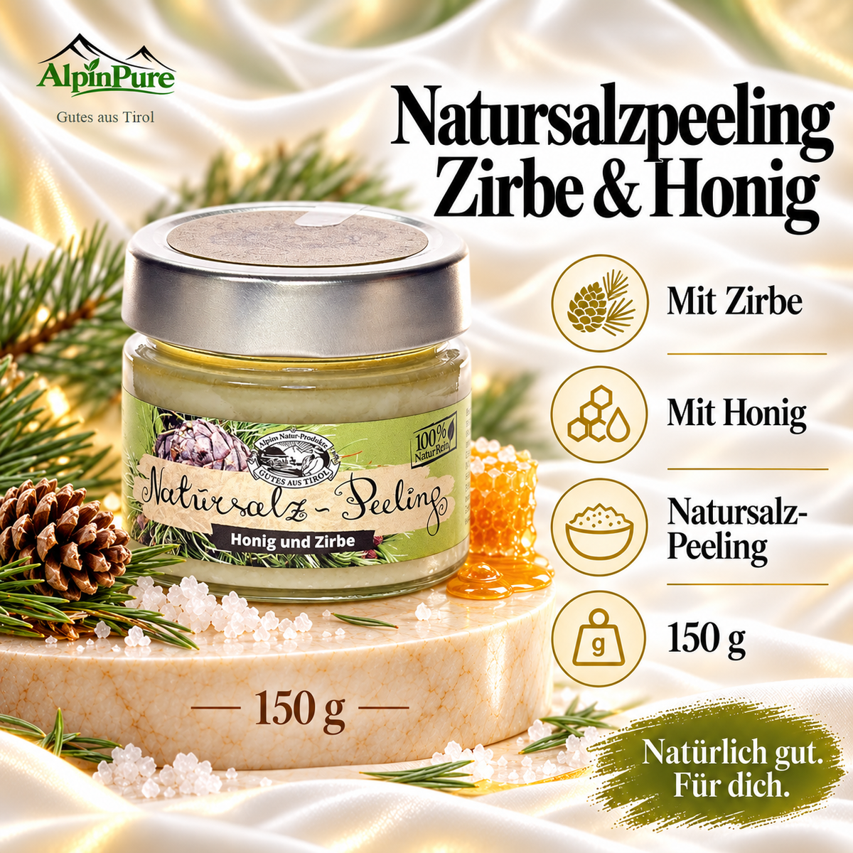 Alpine Natursalzpeeling Zirbe & Honig