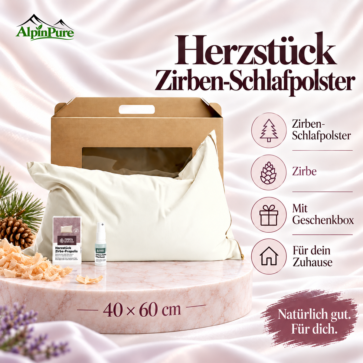 Zirbenkissen mit Vlies