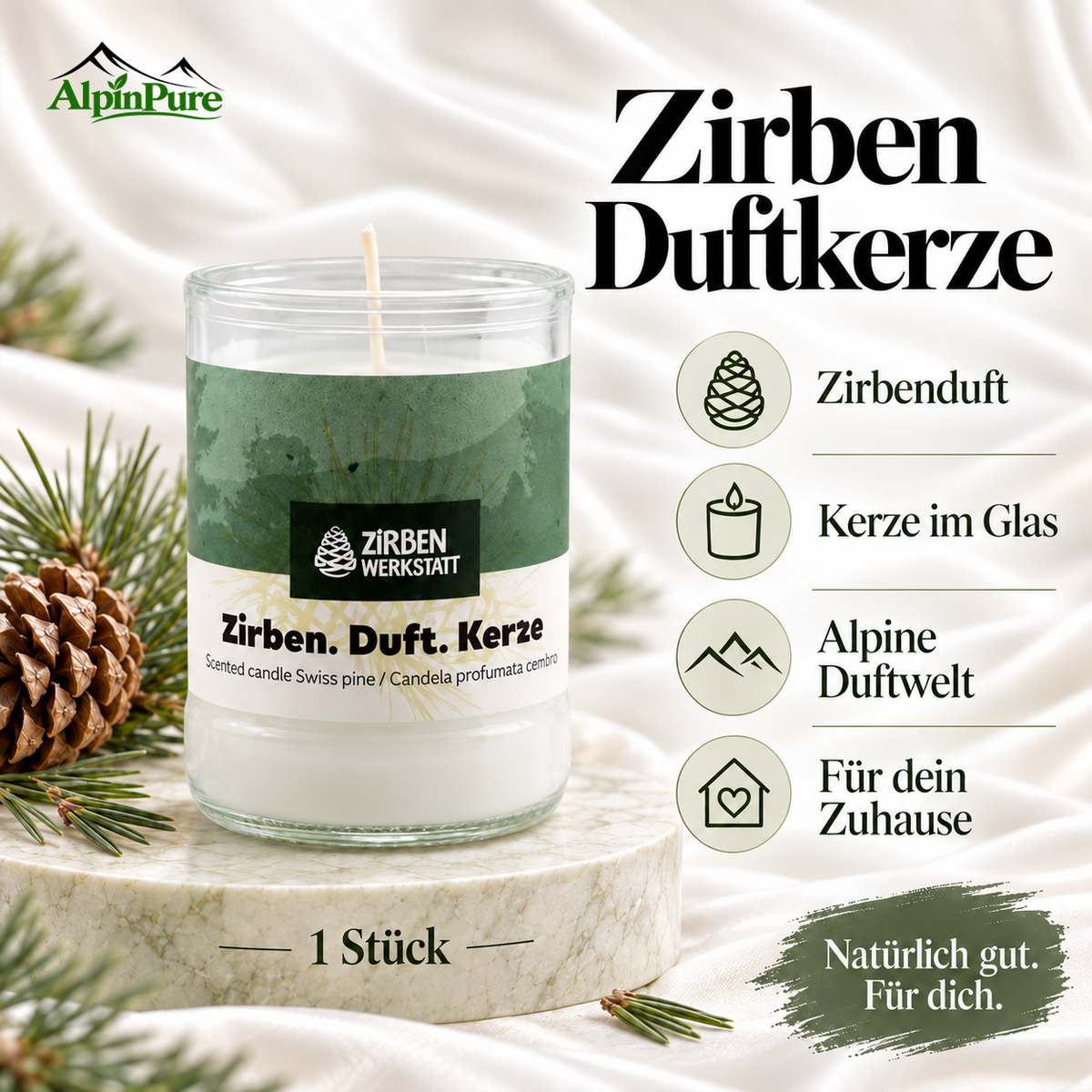 Alpine Zirbenwerkstatt Zirben Duft Kerze